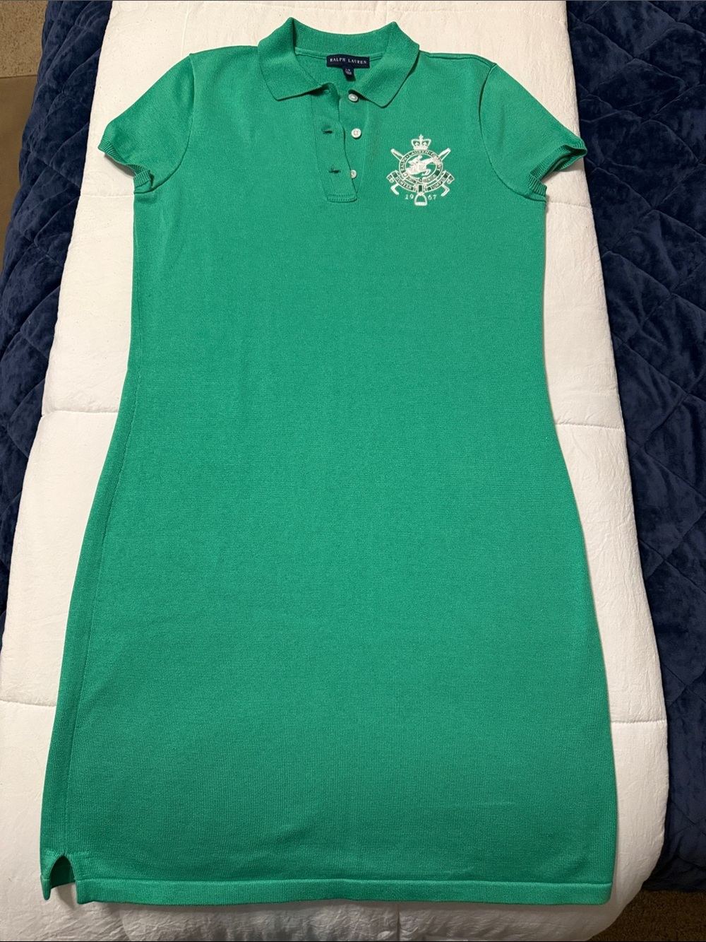 Ralph Lauren Emerald Green Polo Shirt Dress with Crest
